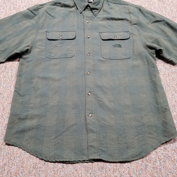 The North Face Shirt Mens Large Green Plaid Button Down Short Sleeve Hiking Camp - Picture 5 of 16
